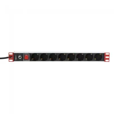 Techly 106893 Listwa zasilająca PDU Rack 19" 1U, 8x Schuko, 250V/16A kabel 3m