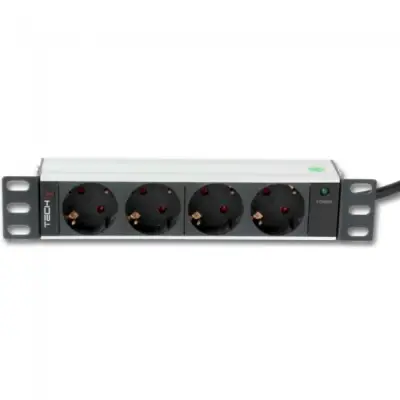 Techly 100464 Listwa zasilająca PDU Rack 10" 1U, 4x Schuko, 250V/16A, kabel 1,8m