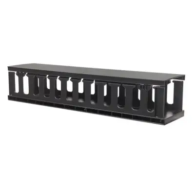 Techly 108316 Organizer kabli 2U do szaf Rack 19" z pokrywą, czarny_