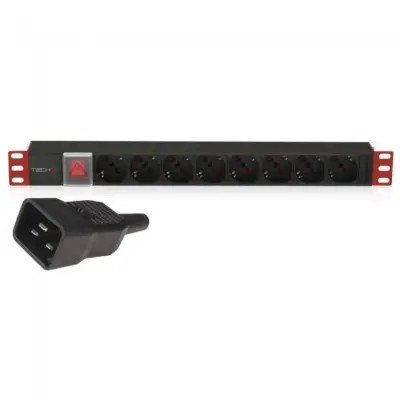 Techly 102635 Listwa zasilająca Rack 19" 1U, 8x Schuko, kabel C20 3m