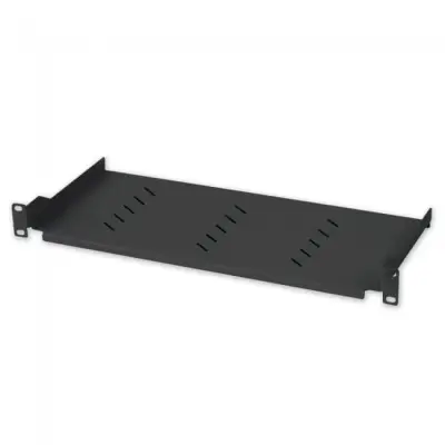 Techly 360882 Półka 1U 150mm rack 19, 2 punkty mocowania, perforowana, czarna