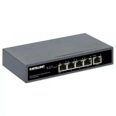 Intellinet 561808 Switch 5p Gigabit PoE Passthrough, zasilany PoE lub AC, 95W