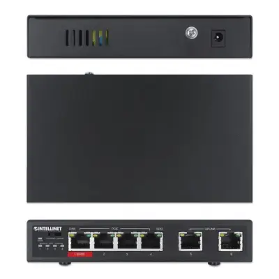 Intellinet 561686 Switch Fast Ethernet 6x RJ45 w tym 3xPoE i 1x High-Power PoE