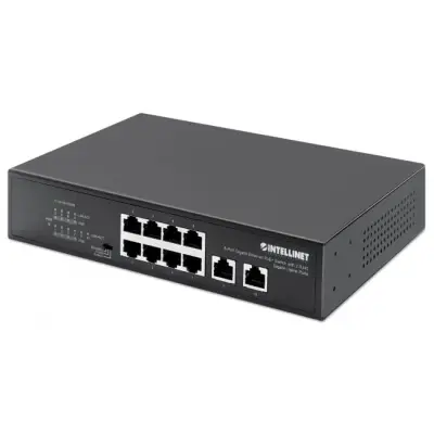 Intellinet 561402 Switch Gigabit 8x RJ45 PoE+, 2x RJ45 Uplink