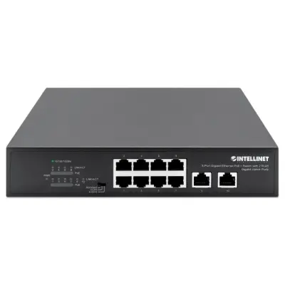 Intellinet 561402 Switch Gigabit 8x RJ45 PoE+, 2x RJ45 Uplink
