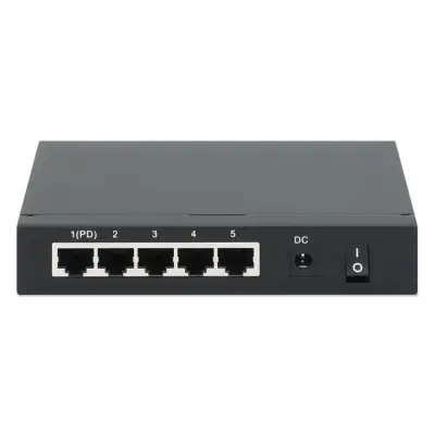 Intellinet 561082 Switch 5p Gigabit PoE Passthrough, zasilany PoE lub AC, 68W