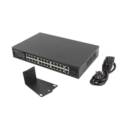 Lanberg switch 24x 1GB PoE+/2x GB 2x SFP rack 19" 250W