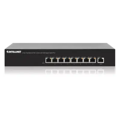 Intellinet 560764 Switch PoE/PoE+ 8x RJ45 10/100Mbps, ENDSPAN, metalowa obudowa