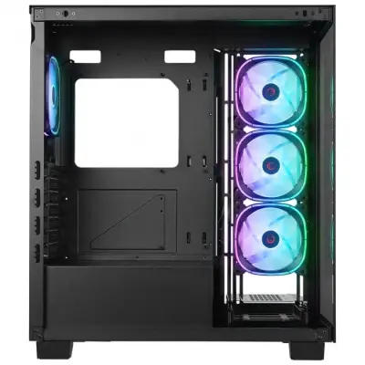 Rampage Hydra V1 Obudowa PC 4x wentylator USB C/USB A ARGB + hub, czarna