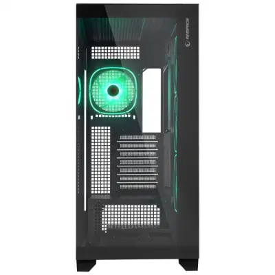 Rampage Hydra V1 Obudowa PC 4x wentylator USB C/USB A ARGB + hub, czarna