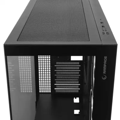 Rampage Hydra V1 Obudowa PC 4x wentylator USB C/USB A ARGB + hub, czarna
