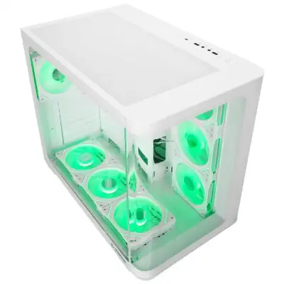 Rampage Loopy Obudowa PC akwarium 7x wentylator ARGB Infinity HUB biała