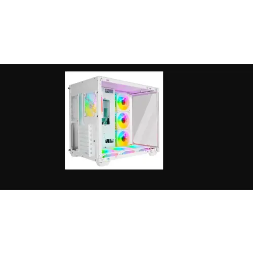 Rampage Loopy Obudowa PC akwarium 7x wentylator ARGB Infinity HUB biała