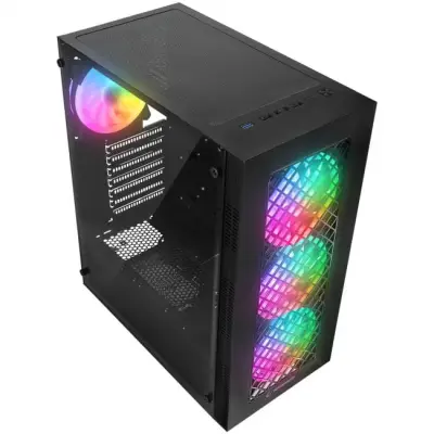 Rampage PLAID V1 Obudowa PC z oknem 4x wentylator 120mm RGB czarna
