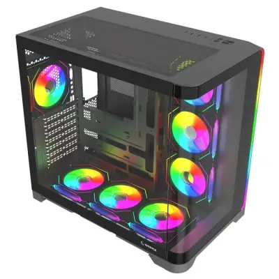 Rampage LYRON Gamingowa obudowa PC Mid Tower 7xFan ARGB PWM czarna