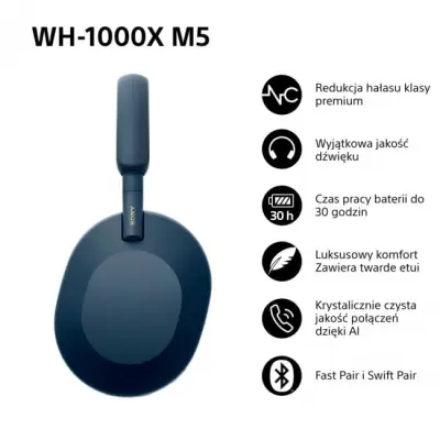 Sony WH-1000XM5 niebieskie