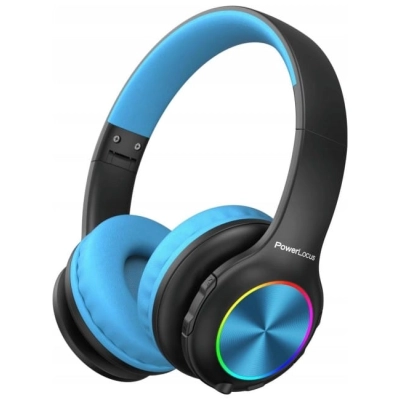 PowerLocus PLED Bezprzewodowe Słuchawki Bluetooth dla dzieci z LED czarno-niebieskie