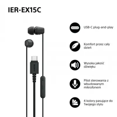 Sony IEREX15C USB-C Czarne