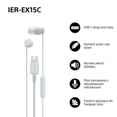 Sony IEREX15C USB-C Białe