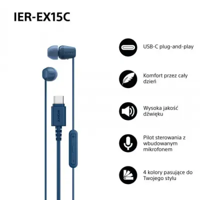 Sony IEREX15C USB-C Niebieskie