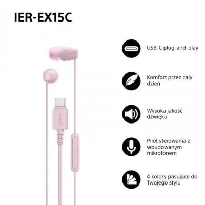 Sony IEREX15C USB-C Różowe