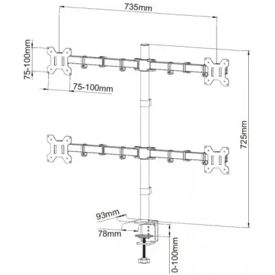 Techly Uchwyt poczwórny biurkowy LCD (27521) 13-27