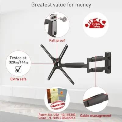 Barkan BM343XL Uchwyt ścienny do TV LED/LCD 13-65” 36kg obrotowy uchylny