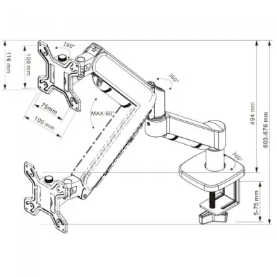 Techly 369304 Uchwyt biurkowy do TV/monitora 13-32