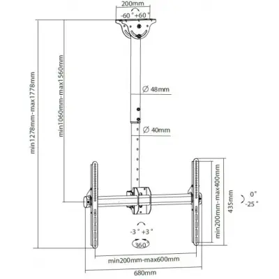 Techly Ramię sufitowe LCD (309357) 70