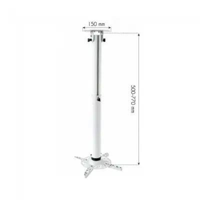 Techly 022267 Sufitowy uchwyt do projektora, 50-77cm, 15kg, biały