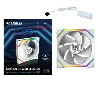 Lian Li UNI FAN SL Wireless ARGB PWM wentylator - Reverse Blade, 120 mm, biały