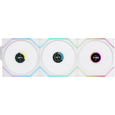 Lian Li UNI FAN TL Wireless LCD Wentylator, ARGB, PWM, Trójpak z kontrolerem - 120 mm, biały