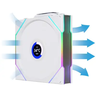 Lian Li UNI FAN TL Wireless LCD Wentylator, ARGB, PWM - 120 mm, biały