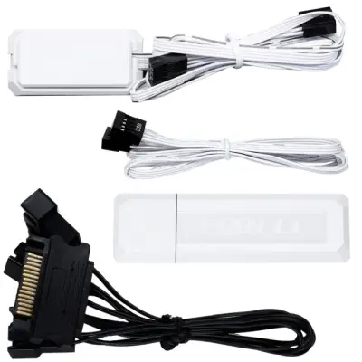 Lian Li UNI FAN TL Wireless LCD Wentylator, ARGB, PWM, Trójpak z kontroleremr - Reverse Blade, 120 mm, biały