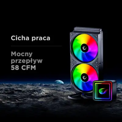 Rampage INFINITE V240 Chłodzenie wodne 240MM ARGB, miernik temperatury, czarne